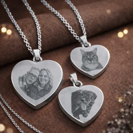 silberne Halskette mit Fotogravur