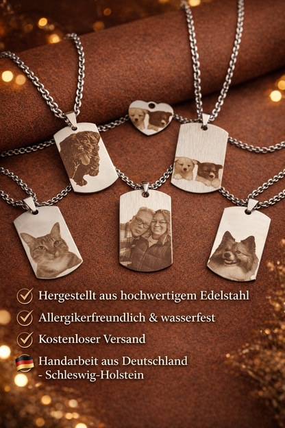 "Herzensfreund" Halskette mit Bildgravur Herz XL