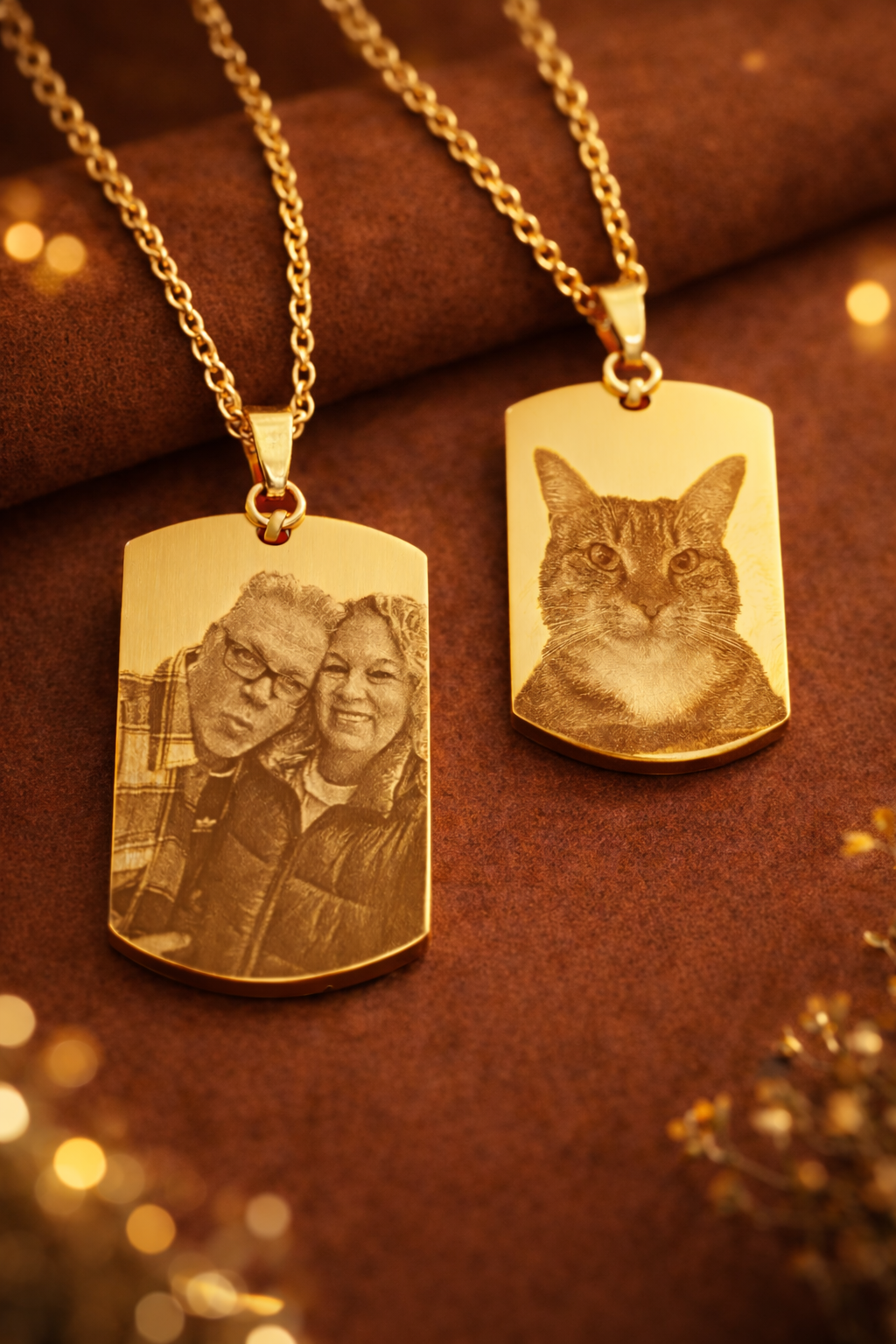 goldene Halskette mit Fotogravur